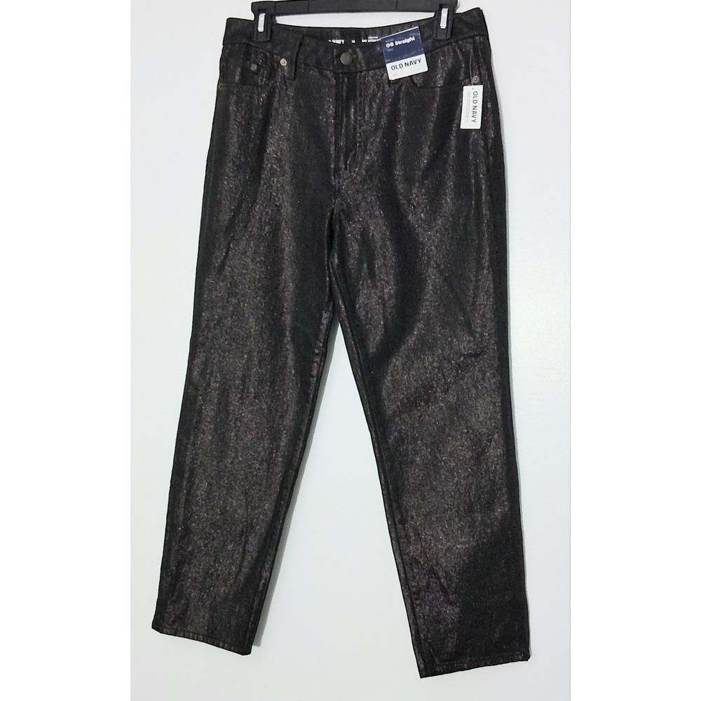 Old Navy Jeans Women's Size 10 High Rise OG Straight Ankle Black Shimmer NEW
